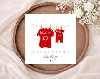 Personalised 1st Birthday as a Dad Card from Baby, Football Dad Card, First Birthday as a Dad Gift, Custom Name Football Shirt Card, New Dad