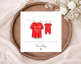 Personalised 1st Fathers Day Card from Baby | Football Dad Card | First Fathers Day Gift Daddy | Custom Name Football Shirt Card | New Dad