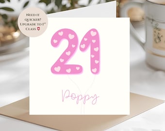 Personalised 21st Birthday Card | 21st Birthday Card for Her | Custom Name 21st Birthday Card | Birthday Card for Her | Milestone Card