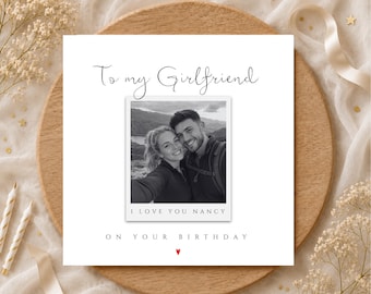 Personalised Photo Birthday Card For Girlfriend, Romantic Birthday Card, Girlfriend Birthday Card, Custom Polaroid Birthday Card Girlfriend