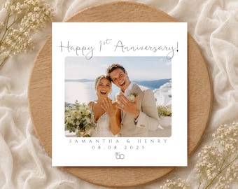 Happy 1st Anniversary Personalised Photo Card, First Wedding Anniversary Card, One year anniversary gift, Personalised anniversary Keepsake