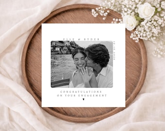 Personalised Photo Engagement Card | Congratulations on Your Engagement Card | Elegant Custom Couple Photo Card | Engagement Keepsake Card