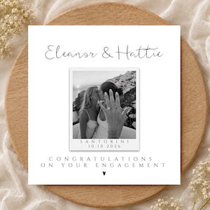 Personalised Polaroid Photo Engagement Card | Congratulations on Your Engagement Card | Custom Couple Photo Names Date | Engagement Keepsake