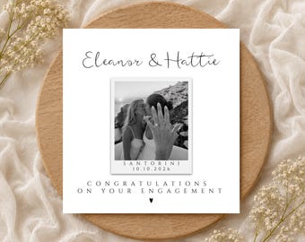 Personalised Polaroid Photo Engagement Card | Congratulations on Your Engagement Card | Custom Couple Photo Names Date | Engagement Keepsake