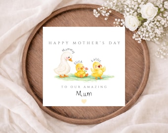 Tarjeta personalizada para el Día de la Madre / Tarjeta personalizada para el Día de la Madre de 2 hermanos / Tarjeta para el Día de la Madre con lindos patitos / Nombres personalizados para niños