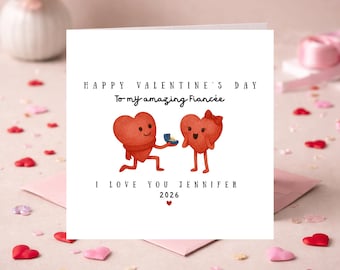 Personalised Fiancée/Fiancé Valentine's Day Card | Custom Name Heart Figures | To my amazing Fiancée/Fiancé | Valentine’s Day 2026