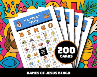Names of Jesus Bingo Game – 200 Printable Cards with 50 Powerful Titles | Bible Jesus Names Bingo for Kids, Sunday School, Church Groups