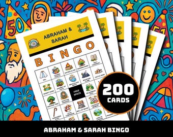 アブラハムとサラのビンゴゲーム – 35のユニークな約束の瞬間を描いた200枚の印刷可能なカード | 子供、日曜学校、教会グループ向けの聖書信仰ビンゴ