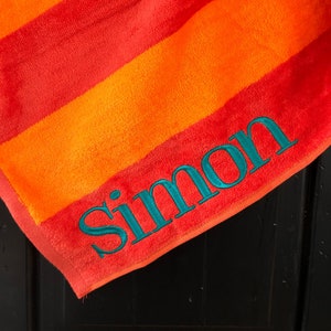Personalized Beach Towel/Embroidered Name or Monogram on Beach Towel/Striped Beach Towel/Pool Towel