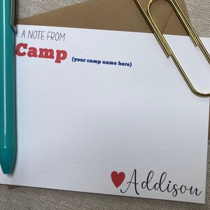 Summer Camp Stationery/Summer Camp Notecards/Kids Stationery/Summer Camp Care Package Gift/Camp Name & Colors can be customized