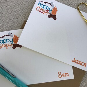 Happy Camper Personalized Notecards/Summer Camp Notecards/Camper Note with Name/Summer Camp Stationery/Choose from 2 designs