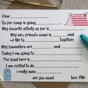 Fill In Summer Camp Stationery/Choose from 2 Options/Kids Stationery/Summer Camp Care Package Gift/colors can be customized