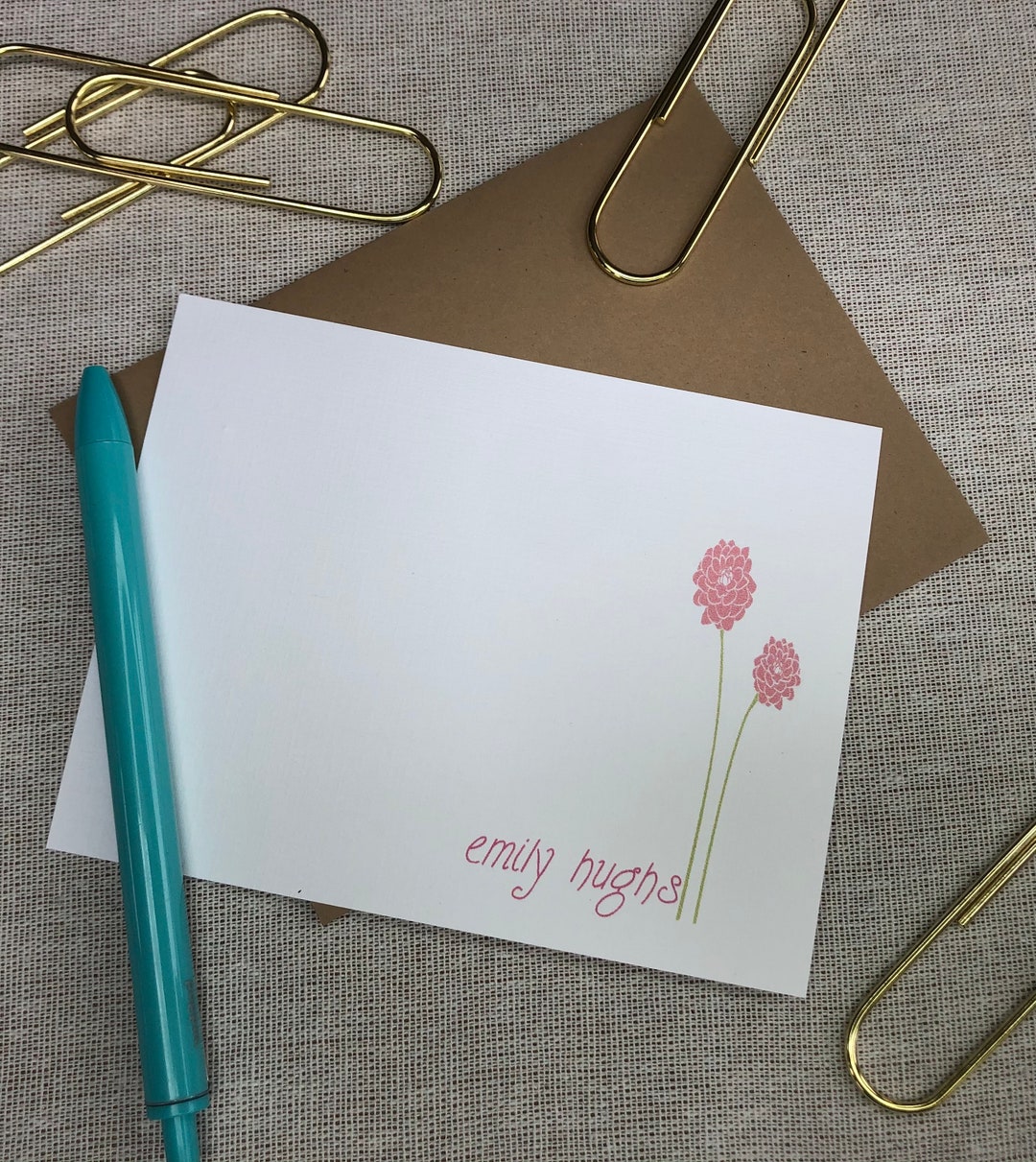 Personalized Note Cards With Flowers/ Custom Stationery With Etsy