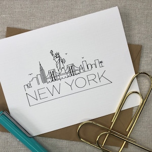 New York City Skyline Notecards/New York City Stationery/New YorkCity  Notecards/New York City/Many Cities Available/Stationery Gift