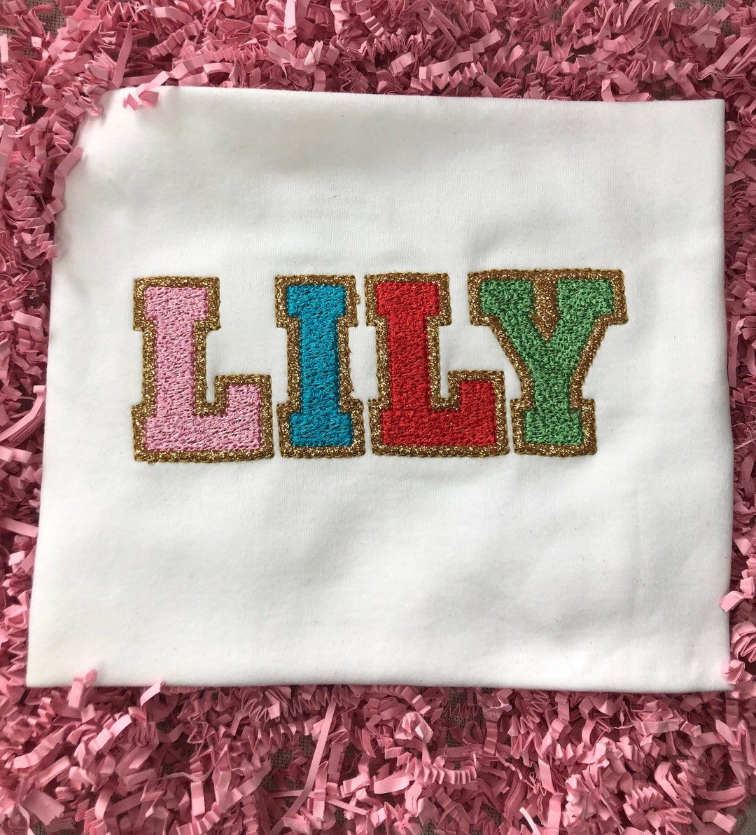 Faux Chenille Name Shirt for Kids/chenille Letters Custom Shirt/faux