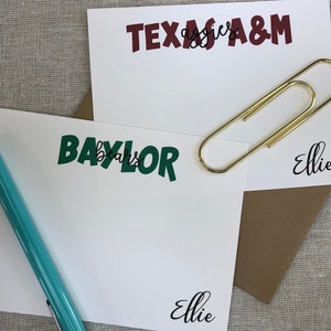 Personalized College Notecards/University Stationery with Name/Choose your college or university/Custom College Notecards/College Thank You