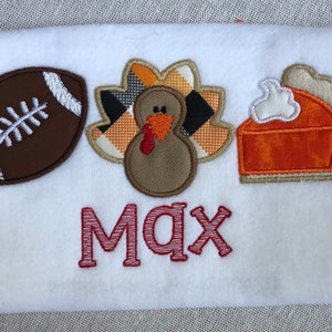 Thanksgiving Shirt for Kids/Turkey Football Shirt for Kids/Personalized Thanksgiving Shirt/Turkey Applique Shirt/Colors can be Customized