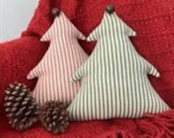 Holiday Tree Pillow with Antique Bell Topper