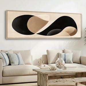 Neutral Modern Canvas Print | Minimalist Boho Abstract Wall Art | Large Horizontal Framed Canvas