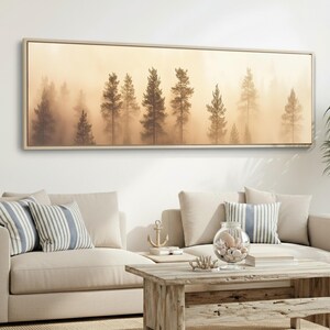 Abstract Trees Framed Canvas Print | Minimalist Neutral Landscape Wall Art | Modern Boho Large Horizontal Decor