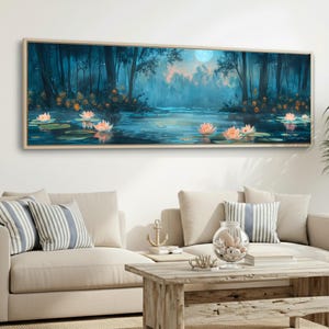 Leinwanddruck | Mystische dunkle Natur Landschaft Wand Kunst | Großes horizontal gerahmtes Kunstwerk