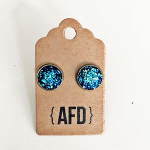 Dazzling blue faux druzy earrings | medium sized