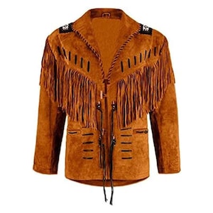 Men’s Brown Suede Fringe Jacket – Western Cowboy Leather Coat, Rodeo & Country Concert Outfit