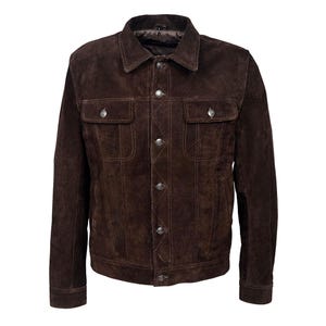 Western Cowboy Suede Jacket for Men – Vintage Trucker, Handmade Leather Biker Coat