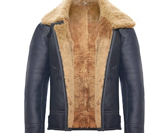 Men's B3 Aviator Sheepskin Jacket: Real Shearling Leather Bomber