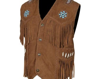Chaleco estilo western para hombre / Chaleco de cuero genuino / Traje de rodeo vaquero