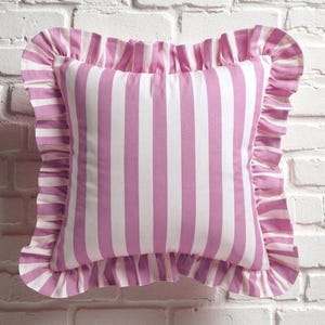 Frill Striped Pillow Cover - Ruffle Pillow - Different Color Options With Frill Edges - Throw Pillows - Home Textile - Home Decor