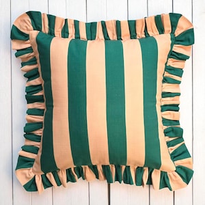 Frill Striped Pillow Cover - Ruffle Pillow - Different Color Options With Frill Edges - Throw Pillows - Home Textile - Home Decor
