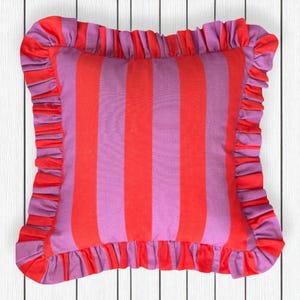 Frill Striped Pillow Cover - Ruffle Pillow - Different Color Options With Frill Edges - Throw Pillows - Home Textile - Home Decor