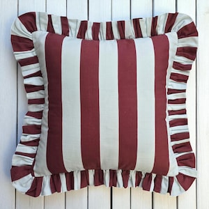 Frill Striped Pillow Cover - Ruffle Pillow - Different Color Options With Frill Edges - Throw Pillows - Home Textile - Home Decor