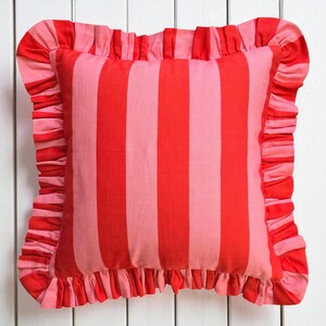 Frill Striped Pillow Cover - Ruffle Pillow - Different Color Options With Frill Edges - Throw Pillows - Home Textile - Home Decor