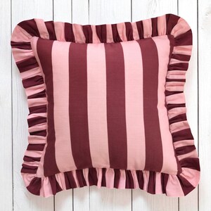 Frill Striped Pillow Cover - Ruffle Pillow - Different Color Options With Frill Edges - Throw Pillows - Home Textile - Home Decor