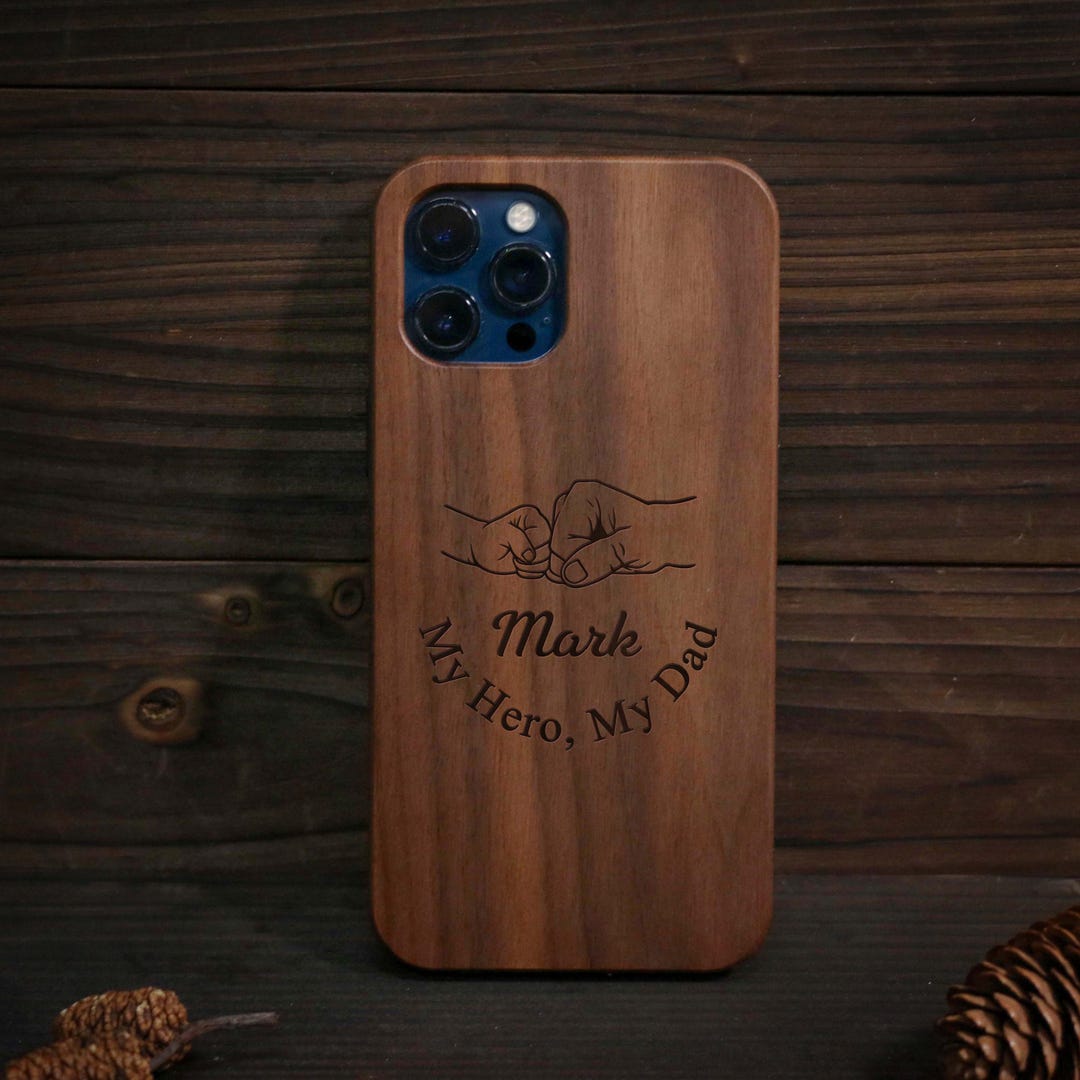 Custom Best Dad Ever Wood Phone Case, Laser Engraved Real Wood Case for ...