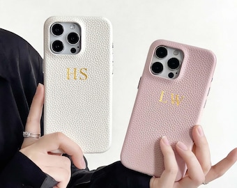Funda de piel vegana con relieve personalizado para iPhone: iPhone 17, 16, 15 y 14 Pro Max.