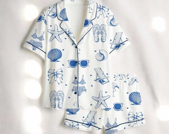 Women’s Beach Vibe Pajama Set, Summer Beachy PJs