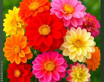 Semillas de dalia enana: 100 Unwins Autumn Mix, colores del arcoíris