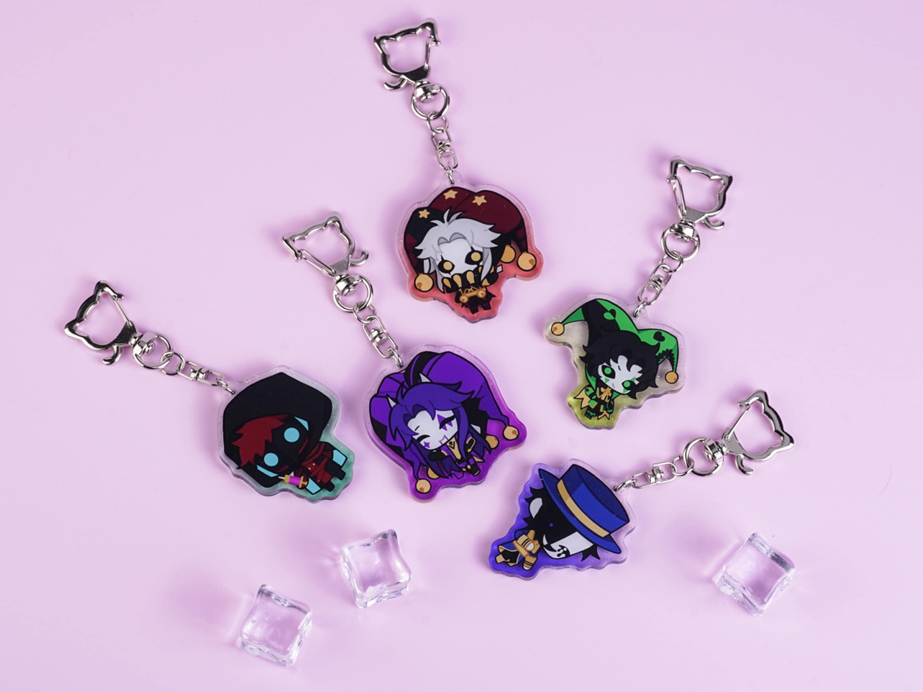 The Freak Circus Glitter Acrylic Keychain Set | 5-piece Chibi Bag