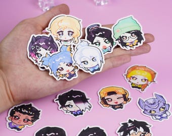 Pegatinas de personajes de Valorant - 14 unidades de vinilo laminado estilo chibi