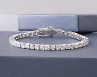 Lab-Grown Diamond Tennis Bracelet, 14k White Gold, Anniversary Gift
