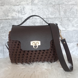 ANA handbag/ chocolate, brown/ handmade/ messenger bag/ handbag/ shoulder bag/ natural leather/ rope/ everyday bag