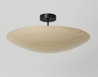 Lámpara de techo estilo Mid Century de 6 luces, estilo montaje empotrado, lámpara colgante de latón perforado con acabado de latón crudo, luminaria de techo hecha a mano.