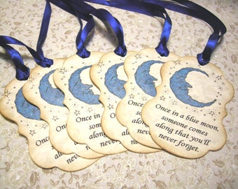 Blue Moon Gift Tag - Once in a blue moon - baby shower tag / favor tag / gift tag / party favor tag / wedding tag / wedding wish tag / baby