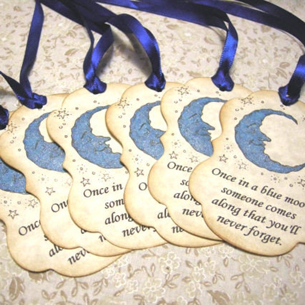 Blue Moon Gift Tag - Once in a blue moon - baby shower tag / favor tag / gift tag / party favor tag / wedding tag / wedding wish tag / baby