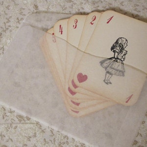 Alice in Wonderland Playing Cards Set of 14 Cards ephemera, vintage style, red queen, heart, white rabbit, mad hatter, cheshire cat image 4