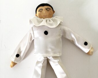 Franse antieke primitieve Pierrot pop handgemaakte pantomime marcel Marceau poppen harlekijn