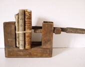 French vintage wooden C-clamp Vices pair
